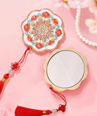 Cinnabar Lotus Chinese Pocket Mirror
