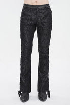 Black Lace Up Totem Printed Men's Punk Flared Pants