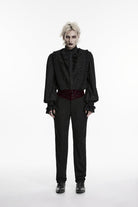 Black Embroidered Spliced Slim Men's Gothic Pants