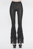 Black Lace Beaded Pleated Gothic Womens Pants