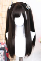 Black Tea Brown Kawaii Anime-Style Long Straight Twin-Tails Sweet Lolita Wig