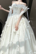 White [Summer Wind Chimes] 3D Butterfly Decoration Bowknot Sweet Lolita Jsk Dress