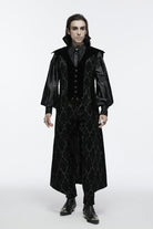 Black Sleeveless Floral Print Lace-Up Men's Gothic Waistcoat
