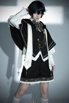 Black [The Choir of The Church] Long Sleeves Bow Chain-Decorated Gothic Ouji Lolita Set