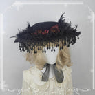 Gothic Lolita Flat Hat, With Ribbon Ties