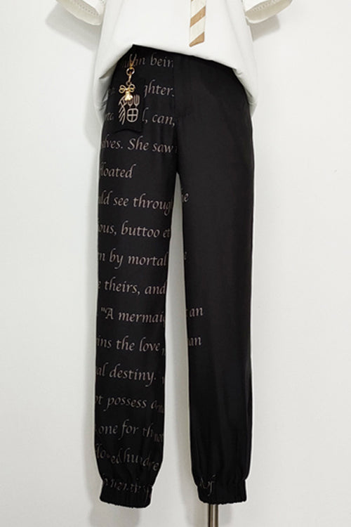 Black Vintage Cat Print Ouji Lolita Trousers