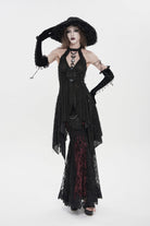 Black Halterneck Sleeveless Cut-Out Slim Women's Gothic Tank Top