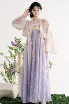 Purple [Lavender Garden] High Waisted Printed Women's Sweet Hanfu Set