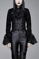 Black Gothic Lotus Leaf Corsage False Two Piece Womens Swallow Tailed Coats