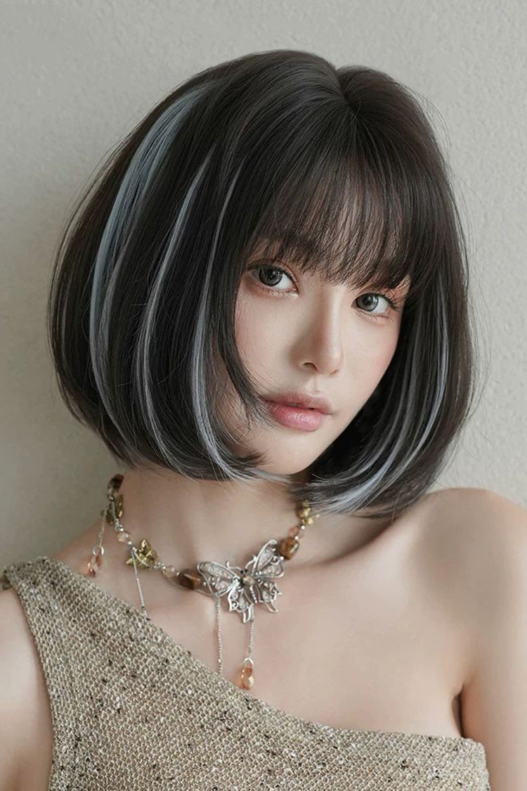 Face-Framing Highlights Layered Short Bob Sweet Lolita Wig 2 Colors