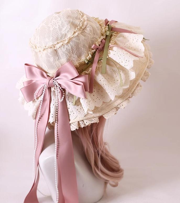Xiaogui - Elegant Lolita Sunshade Hat Floral Bow Hats