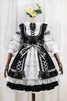 Black/White [Tina's Gift] Sleeveless Multi-Layered Ruffle Cardigan Bowknot Lace Sweet Lolita Jsk Dress