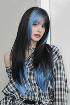 Black/Blue Ombre Highlighted High-Layered Long Straight Sweet Lolita Wig