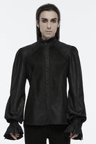 Black Long Puff Sleeves Lace Men's Gothic Blouse
