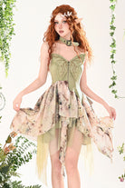 Green [Forest Wandering] 3D Butterfly Embroidery Lace Irregular Sweet Lolita Jsk Dress