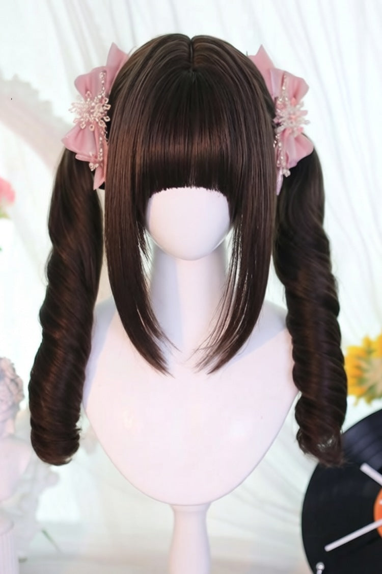 Sweet Tea Cool Brown Sweet Lolita Twintails Wig with Roman Curls