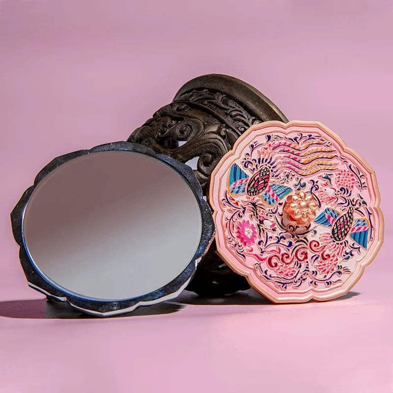 Twin Phoenix Garden Chinese Pocket Mirror