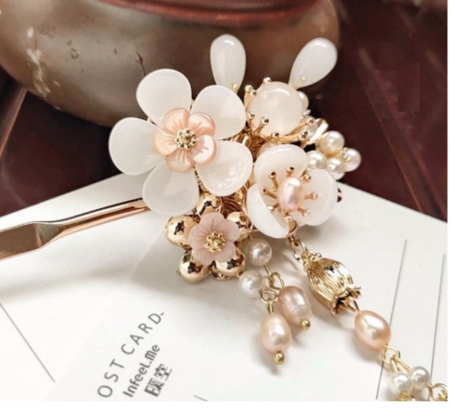 Floral  Jade look alike Hair stick | Rose