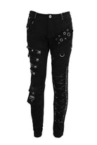 Black Punk Heavy Metal Lace Up With Loops Mens Pants