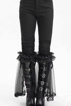 Black Ruffle Stitching Lace Women's Gothic Pants