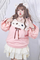 Pink/Beige [Kitten] Plus Size Boat Neck Long Lantern Sleeves Multi-Layered Ruffle Lace Sweet Lolita Skirt Set