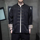 Black Traditional Chinese Brocade Tang Shirt