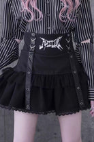 Black High Waisted Ruffle Embroidery Gothic Jirai Kei Japanese Skirt