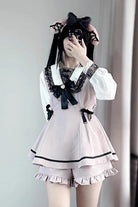 Jirai Kei Long Sleeves Bowknot Lace Sweet Dress 2 Colors