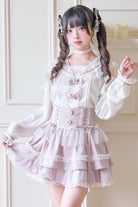 Sweet Print Ruffle Lace Lace-Up Jirai Kei Skirt 3 Colors