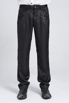 Black Floral Print Embroidery Men's Gothic Suit Pants