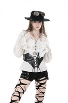 Black Lace-Up Buckled Zippered Women's Punk Shiny PU Corset