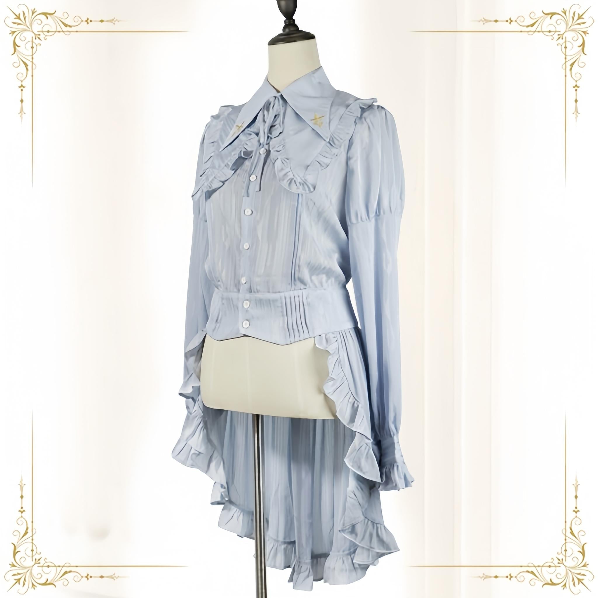 Immortal Paperless Promise - Ouji Lolita Blouse Long Back Tail Shirt