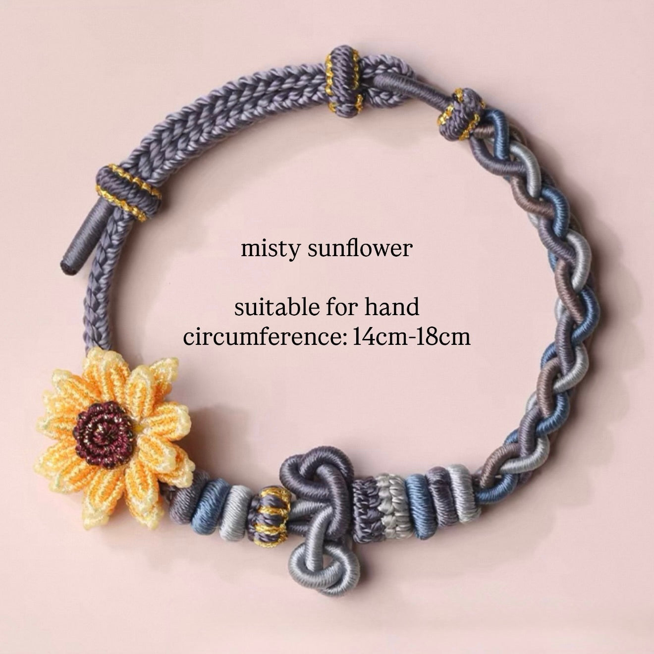 Misty Sunflower Handwoven Chinese Knot Bracelet