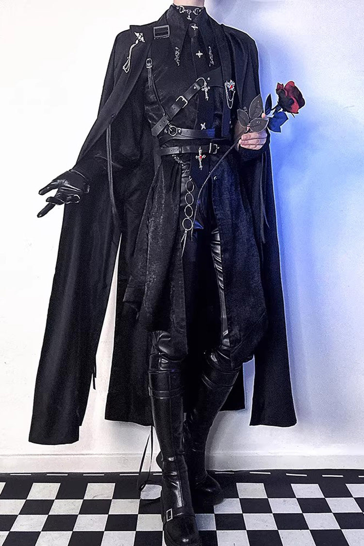 Black [Night Sentinel] Long Sleeves Ouji Gothic Lolita Long Trench Coat