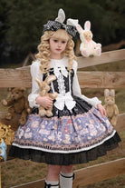 Black [Alice’s Fantasy Tale] Square Collar Sleeveless Printed Bow Gothic Lolita Dress
