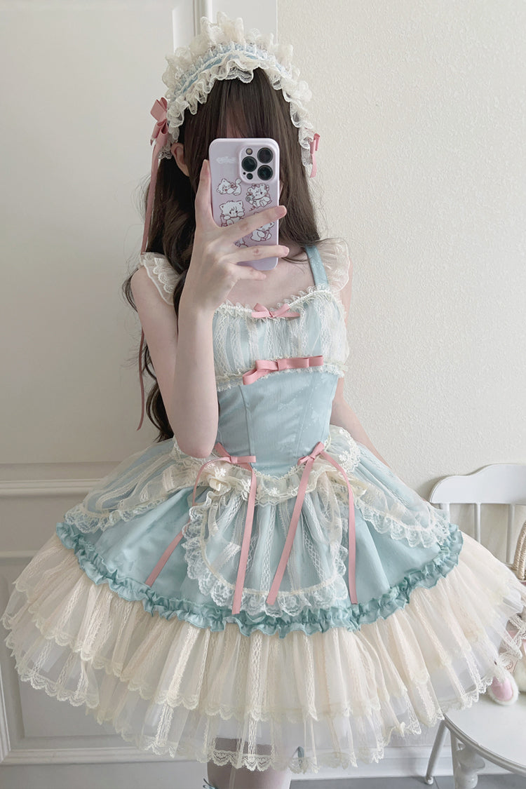 [Flower Season] Bowknot Lace Sweet Ballet Lolita Jsk Dress 4 Colors