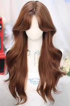 Cool Coffee Brown Swoop Bangs Soft Wavy Sweet Lolita Wig