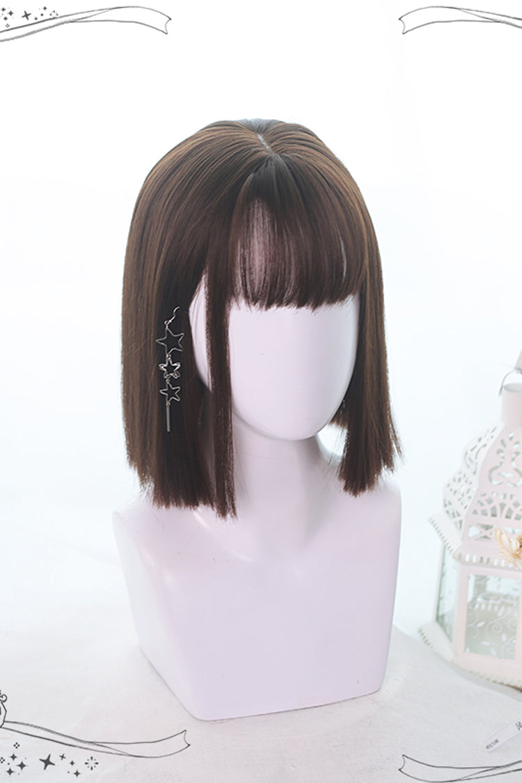 Natural Medium Short Straight Hair Gothic Lolita Wigs