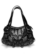 Black Patchwork Studded Punk Lolita Crossbody Bag