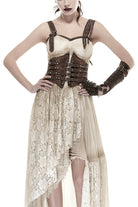 Brown Metal Nails Metal Hasp Decoration Womens Steampunk Girdle