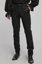 Black Jacquard Buckle Men's Punk Pants