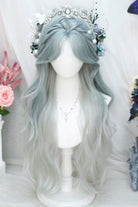 Blue/Grey Ombre Eight Bangs Long Curly Sweet Lolita Wig