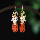 Red Jade Butterfly Tassel Earrings | Ancient China Jewelry