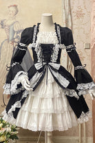 [Miss Rella] Short Sleeves Multi-Layered Ruffle Cardigan Bowknot Lace-Up Sweet Lolita Dress 9 Colors
