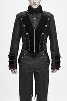 Black Jacquard Floral Pattern Velveteen Swallowtail Mens Gothic Coat
