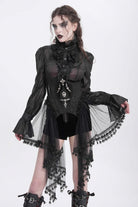 Black Stitching Lace Lace-Up Mesh Women's Gothic Underbust Corset