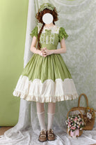[Summer Wind] Short Sleeves Polka Dot Print Ruffle Embroidery Sweet Lolita Dress 3 Colors