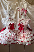 [Cupid Strawberry] Sleeveless Triple-Layered Ruffled Bow Princess Ballet Sweet Lolita Dress 2 Colors