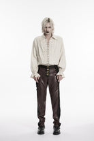 White Lapel Collar Long Sleeves Lace-Up Men's Gothic Shirt