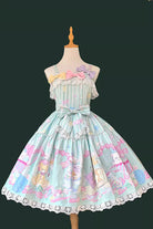 Green [Macaron Dolly House] Sleeveless Print Bowknot Sweet Lolita Jsk Dress
